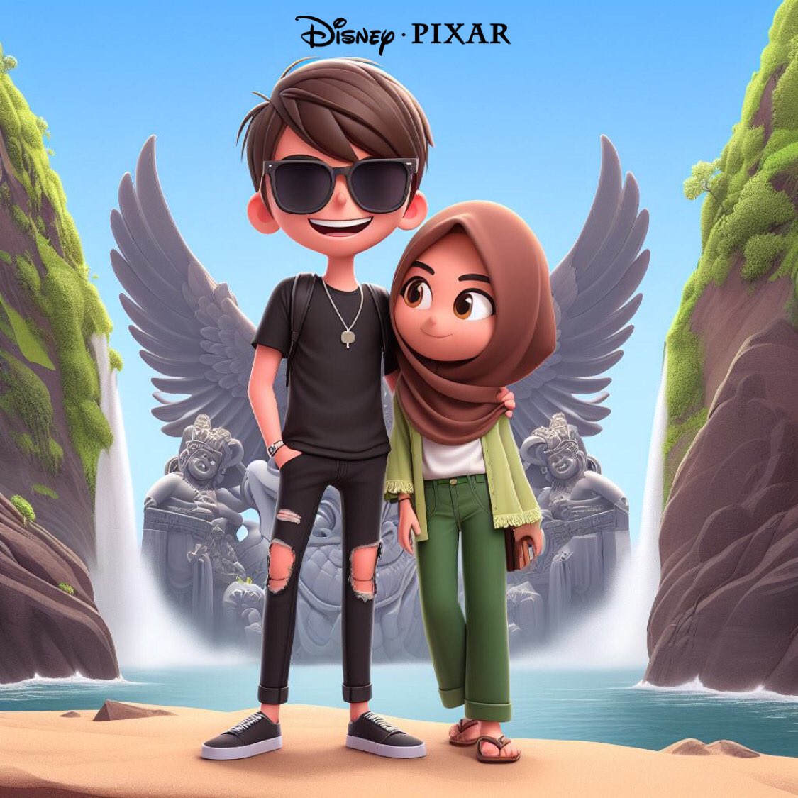 ugieeeeee's tweet photo. Buat temen-temen yang mau jadi karakter Disney Pixar bisa loh pake AI, caranya gimana ? Gampang, RT aja biar yang lain jg bisa ya gaes

TUTORIAL
- UTAS

Ini gue coba remake foto gue kamarin sama mantan pacar di GWK ya gengs
#disneypixar #bikinposterfilmdisneypixar #bing #tutorial https://t.co/rfMjeKgmyK
