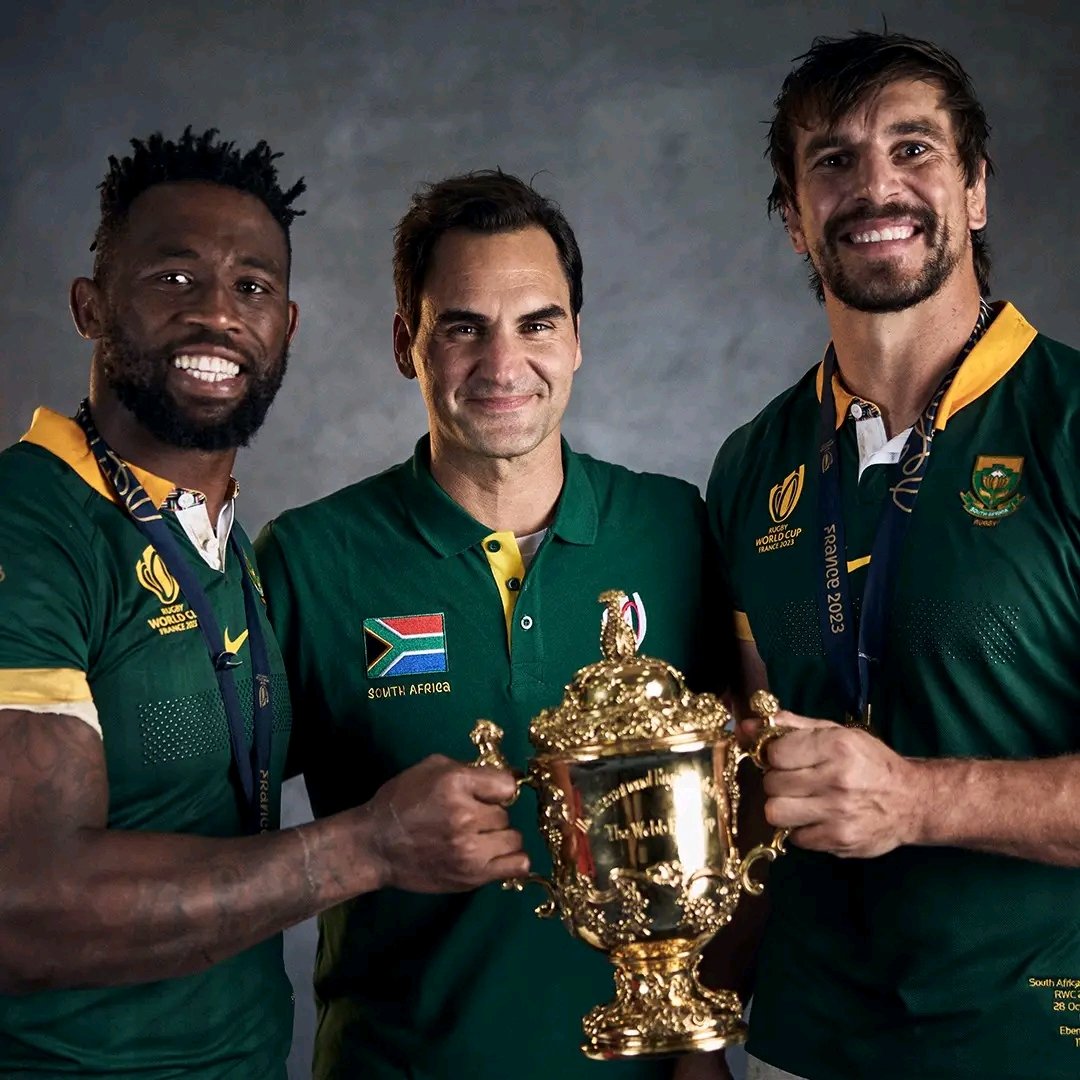 GOATS 🐐 

A trio of some of the greatest sportsmen in the world 

#SiyaKolisi Faf de Klerk Mbonambi Cheslin Kolbe #RWCFinal Cyril Ramaphosa Prince Kaybee