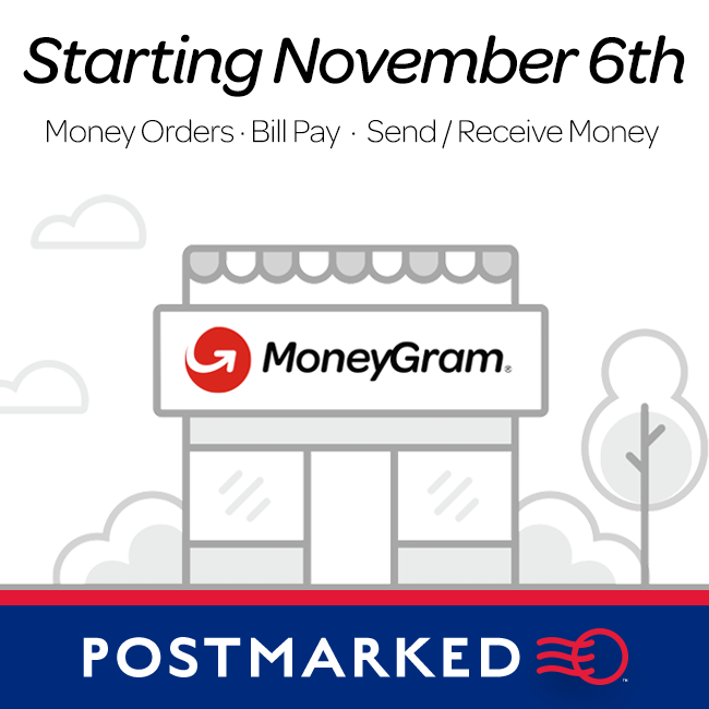 We're bringing more convenience to you with the addition of MoneyGram starting Nov 6.   Purchase money orders, make bill payments, and send / receive money to anyone globally, all right from your favorite neighborhood ship &amp; shop - Postmarked.  #moneygram #corneliusnc