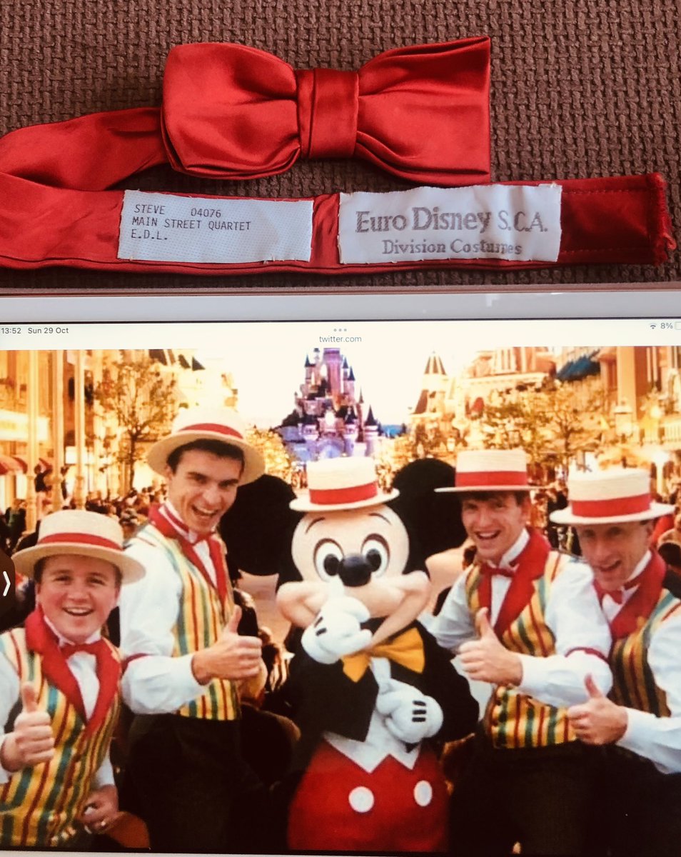 I found my original bow tie today from 30 years ago! Best bit is that it still fits! (Well it was made to measure!) Just don’t tell <a href="/DisneylandParis/">Disneyland Paris</a> costuming department! 😬 #DisneylandParis