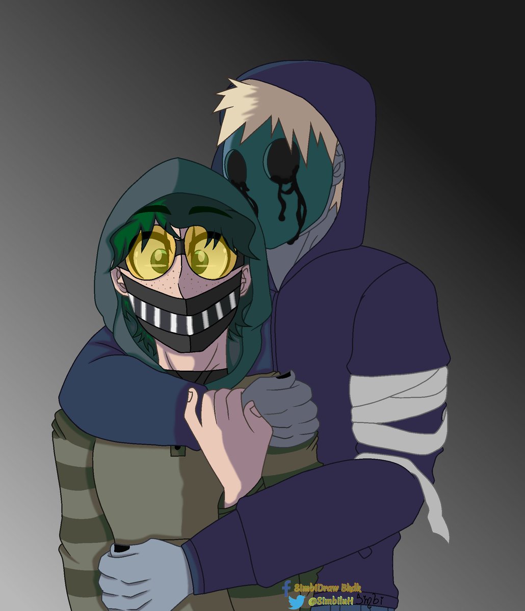 Mi aportación al segundo día de #MurderousLoversWeek de <a href="/EternaLoveBkDk/">✨🧡Eternal Love BkDkBk💚✨</a> 
Izuku como Tocci Toby y Kats como eyeless Jack ✨️🧡💚✨️
#bkdk #katsudeku #MHA