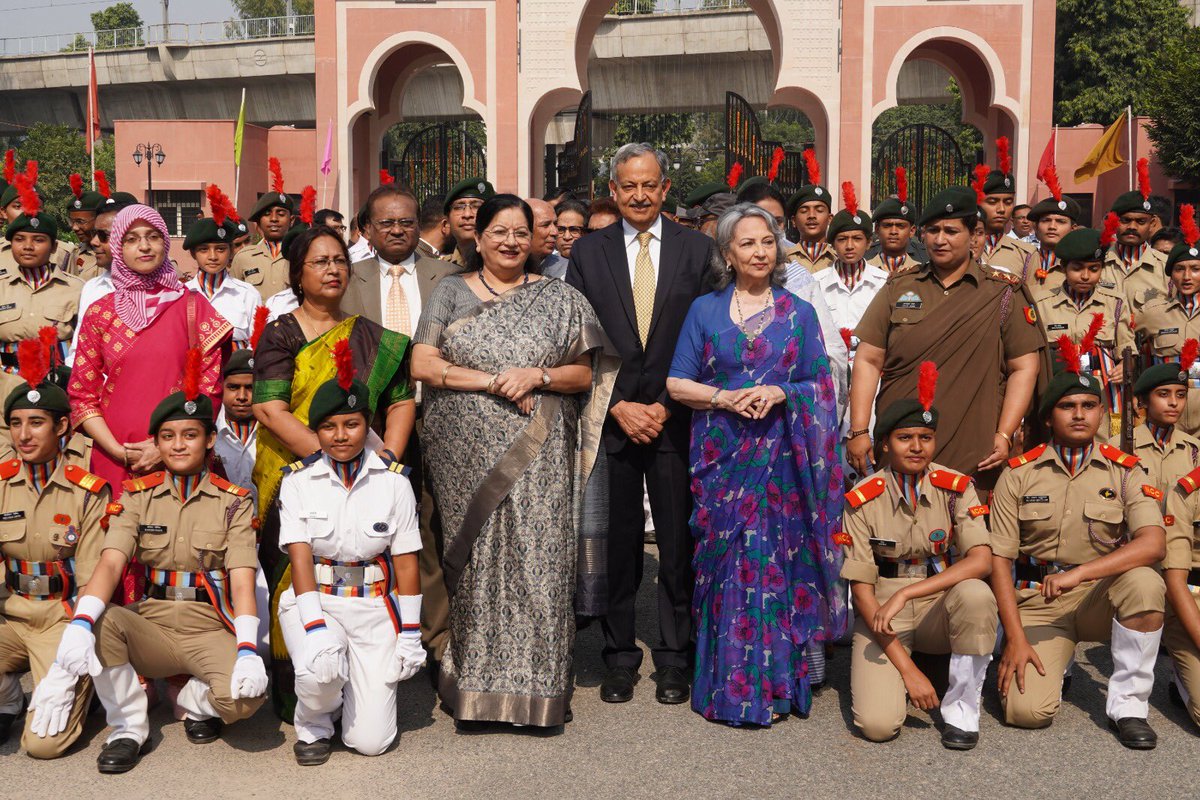 Jamia Millia Islamia (NAAC A++ Grade Central Univ) (@jmiu_official) on Twitter photo JMI VC Prof. Najma Akhtar, Chief Guest of the function Dr SK Sarin, Founder&Director,ILBS and Ms Sharmila Tagore were given Guard of Honour by NCC cadets.Jamia Flag was unfurled by the VC & guests and newly constructed Centenary Gate was also inaugurated by them.
<a href="/PTI_News/">Press Trust of India</a> <a href="/ANI/">ANI</a> JMI VC Prof. Najma Akhtar, Chief Guest of the function Dr SK Sarin, Founder&Director,ILBS and Ms Sharmila Tagore were given Guard of Honour by NCC cadets.Jamia Flag was unfurled by the VC & guests and newly constructed Centenary Gate was also inaugurated by them.
<a href="/PTI_News/">Press Trust of India</a> <a href="/ANI/">ANI</a>