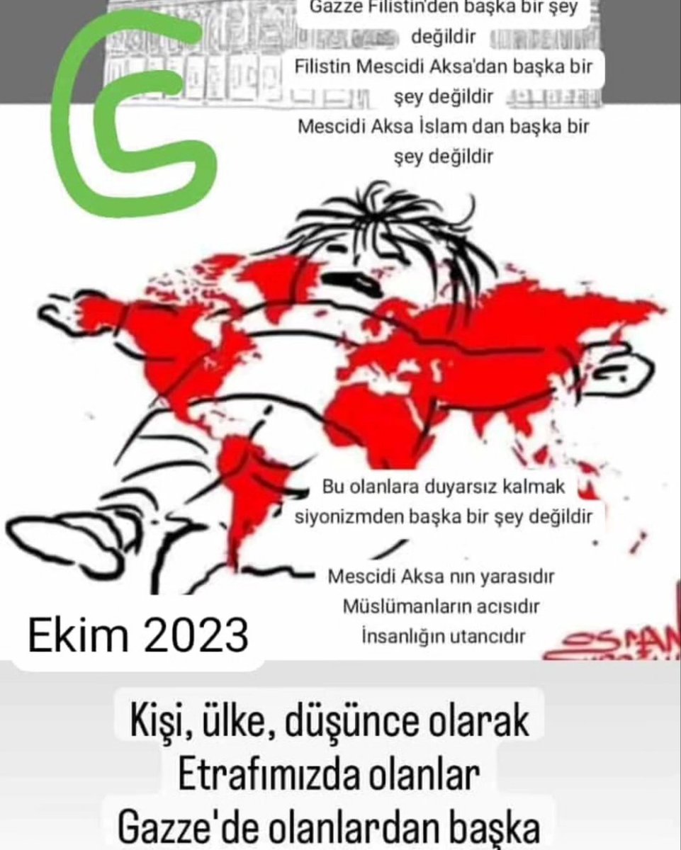Siyonizme tepkisiz kalmak siyonizmden başka bir şey değildir

Filistin'e sahip çıkmak için,

Müslüman için farz
İnsan için görevdir.

Şimdi olanlar;
Mescidi Aksa nın yarasıdır 
Müslümanların acısıdır 
İnsanlığın utancıdır.