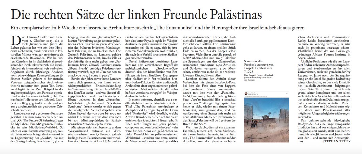 Stephan Trüby (@stephantruby) on Twitter photo Heute <a href="/FAZ_NET/">Frankfurter Allgemeine gesamt</a> erschienen: "Die rechten Sätze der linken Freunde Palästinas" – mein Artikel über den Israelhass, den "THE FUNAMBULIST" und ihr Chefredakteur Léopold Lambert an den Tag legt. Architecture, we have a problem. faz.net/aktuell/feuill… Heute <a href="/FAZ_NET/">Frankfurter Allgemeine gesamt</a> erschienen: "Die rechten Sätze der linken Freunde Palästinas" – mein Artikel über den Israelhass, den "THE FUNAMBULIST" und ihr Chefredakteur Léopold Lambert an den Tag legt. Architecture, we have a problem. faz.net/aktuell/feuill…