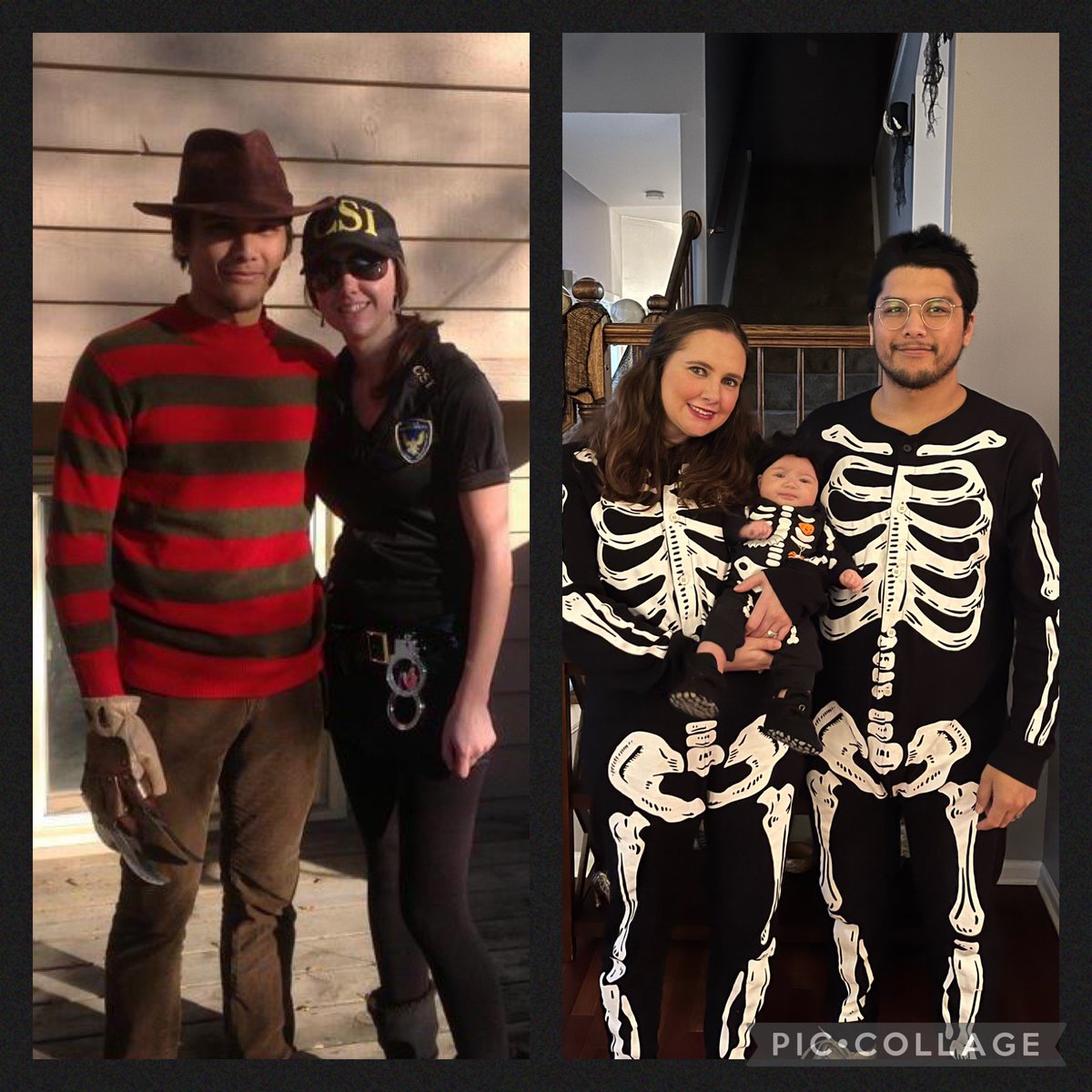blamber1116's tweet photo. First Halloween together vs first Halloween with a baby. 🎃 #11yearstogether #halloweencostume #babyfirsthalloween https://t.co/lCdNiYh5rB
