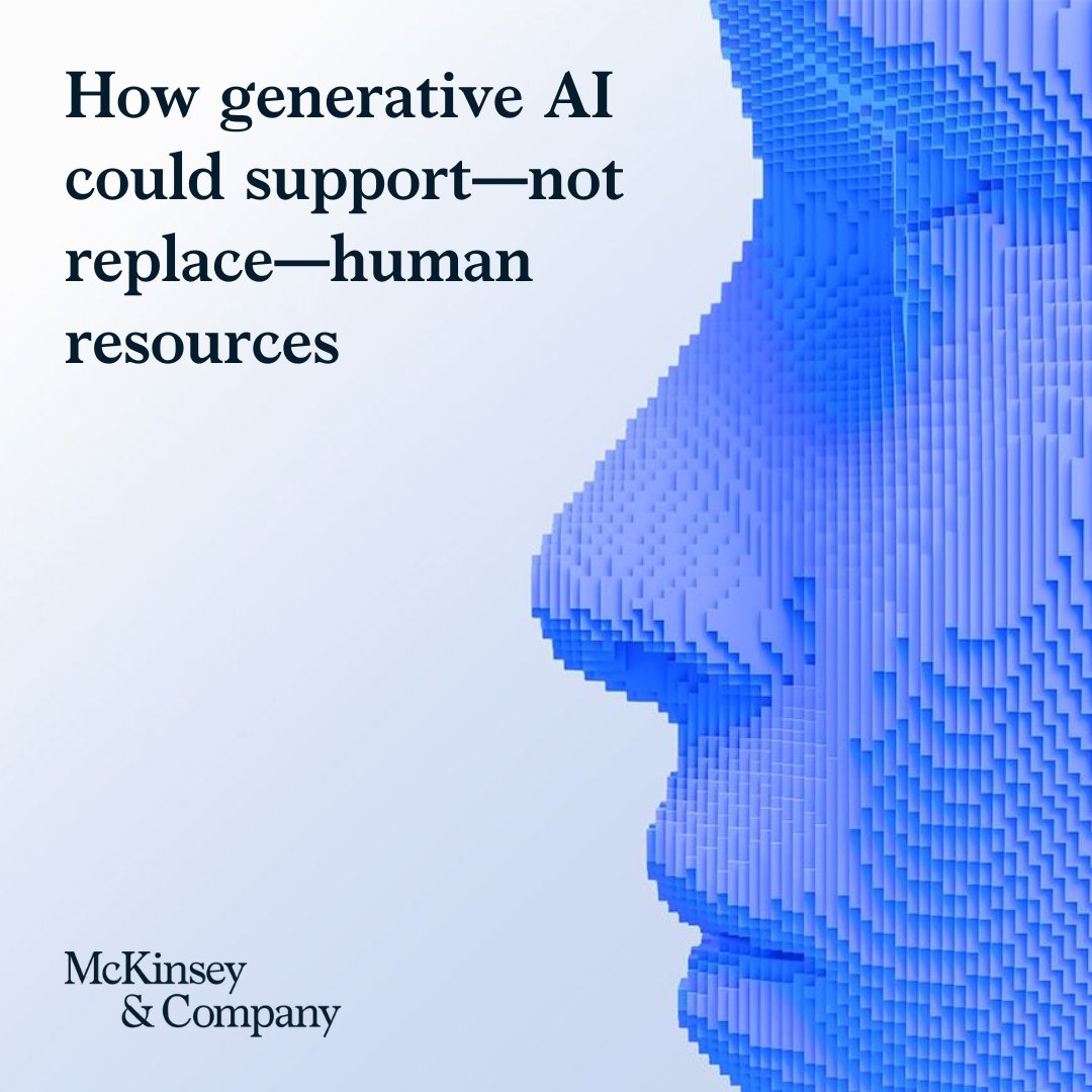 McKinsey's tweet photo. 🤝🏼Hiring
✍🏽Onboarding and development
⭐Performance management

#GenerativeAI has the potential to positively reshape #HR functions for leaders that embrace the emerging tech. Explore the potential use cases, benefits, and risks: https://t.co/CbGnbGLSWT  #HR https://t.co/Ip2XyborB3