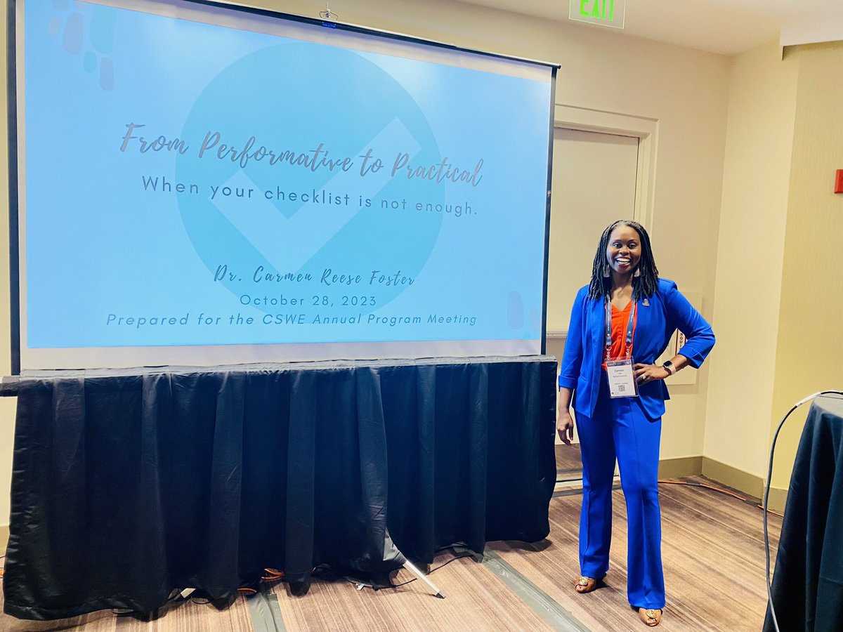 carmenrfoster's tweet image. It’s always an honor to present to social work educators about performative anti-racism and allyship. #cswe23 #apm