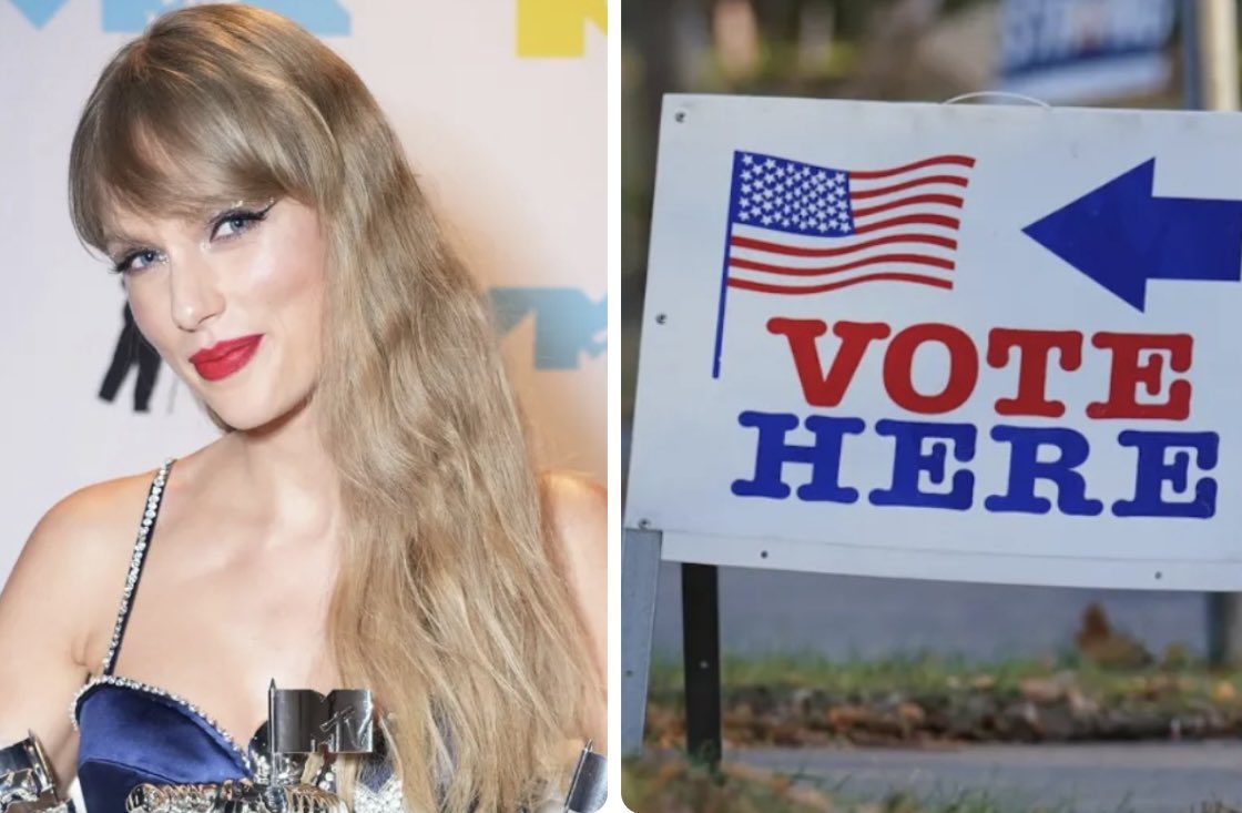 AZ_Brittney's tweet photo. Taylor Swift is getting people to register to vote in record numbers! 

Who knew she would be the one to help save democracy? 

Drop a 💙 and Repost if you support Taylor! https://t.co/td83kHvebC