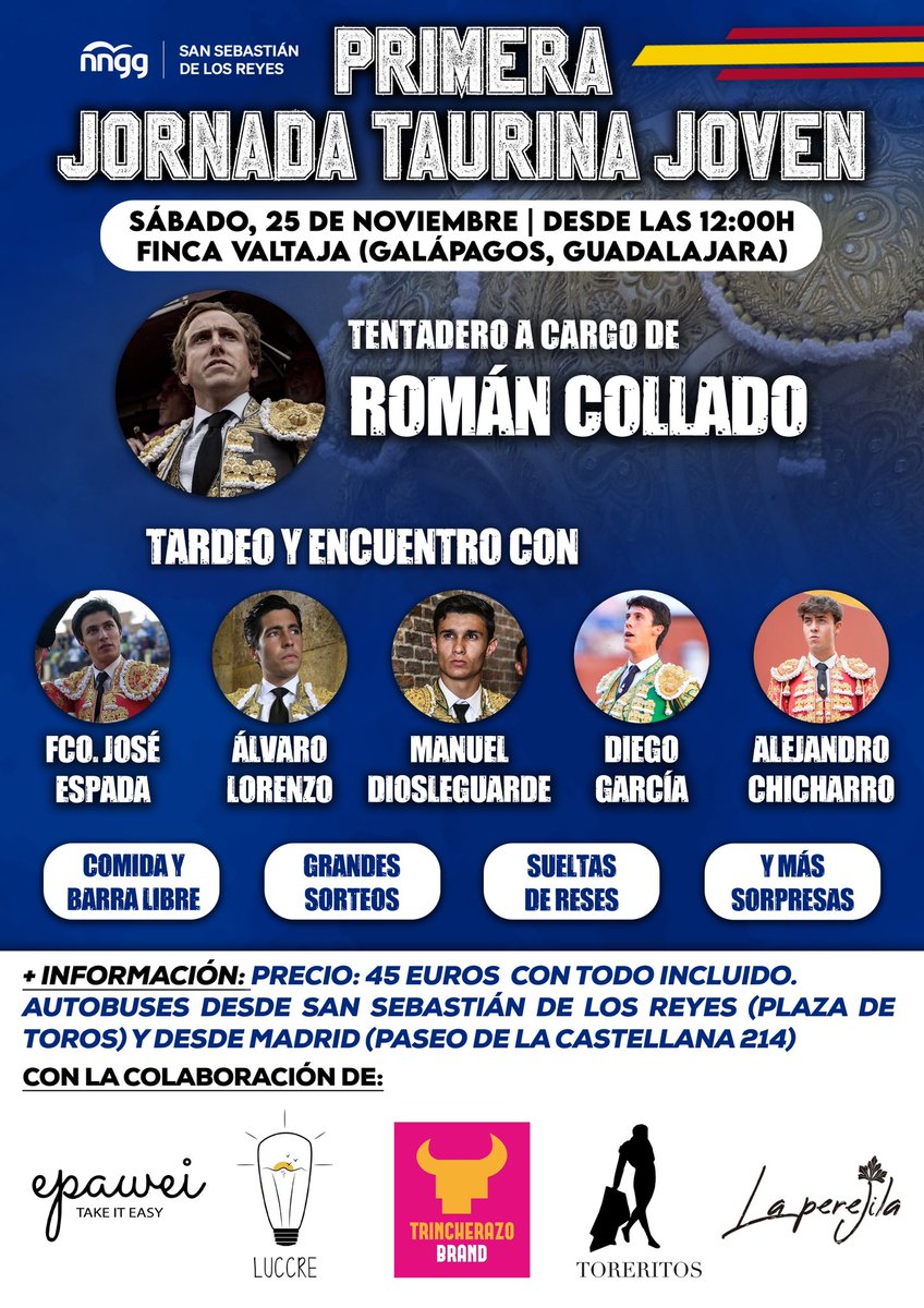 NNGGSanse's tweet photo. ¡El sábado 25 de noviembre llega nuestra 𝗣𝗥𝗜𝗠𝗘𝗥𝗔 𝗝𝗢𝗥𝗡𝗔𝗗𝗔 𝗧𝗔𝗨𝗥𝗜𝗡𝗔 𝗝𝗢𝗩𝗘𝗡!

🔥 Tentadero, encuentro, música, sorteos… ¡y alguna sorpresa más!

📲 Toda la información en nuestro canal de WhatsApp 621 062 403.

¡Plazas limitadas! ¡No te lo pierdas! https://t.co/xS83wVC7ao