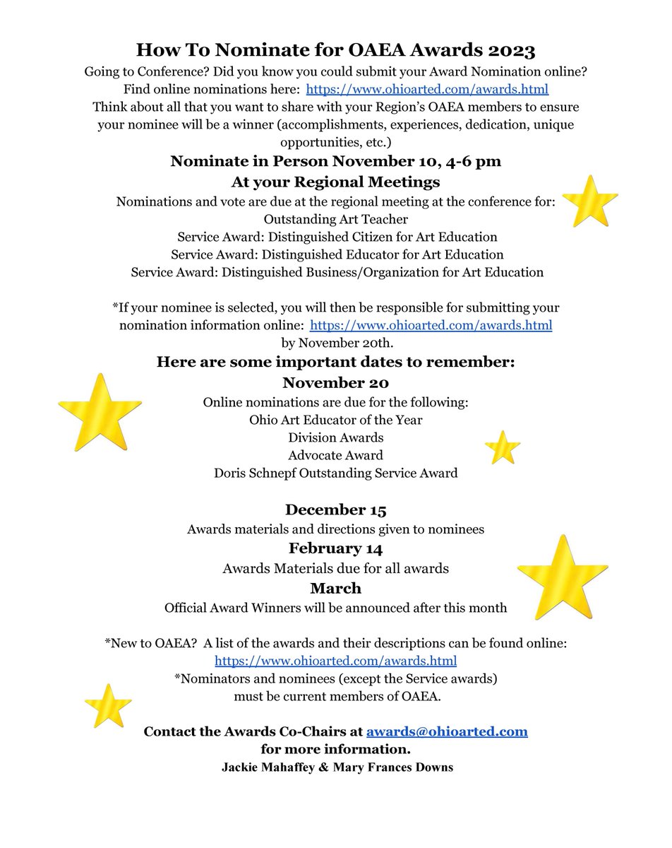 Nominate today! #ohioarted #awards2023 ohioarted.com/awards.html