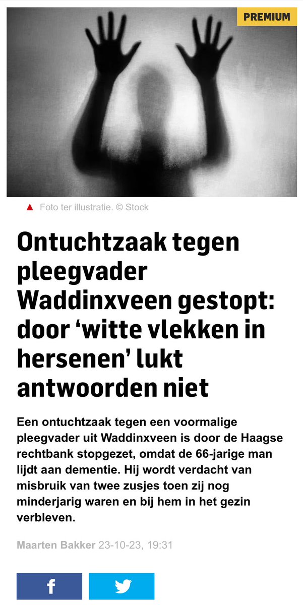 Welkom in #Nederland. Blijkbaar is de #gezondheid van een mogelijke #pedofiel belangrijker dan die van de #slachtoffers. Helaas achter een betaalmuur: ad.nl/waddinxveen/on…