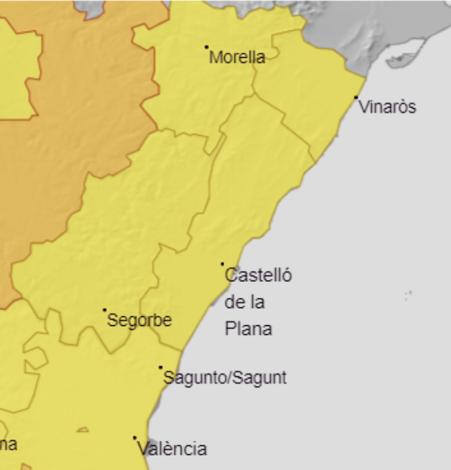 PabloAlbVlc's tweet photo. ⚠️Aviso a la población. Gabinete de información del CECOP:

❄️🌨️Aviso de alerta Amarilla por acumulación de nieve de mas de 2cm y con visibilidad mayor de 1500 del día 29/10 en Castellón.

Recomendación: Manténgase informado de la predicción meteorológica más actualizada. https://t.co/Mc0UH69hgz