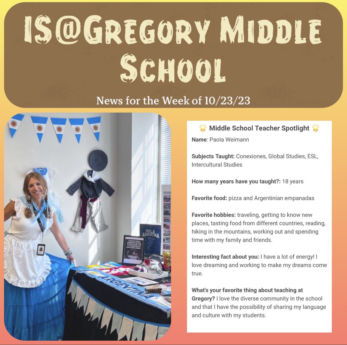 Thanks @Jill713 for this Spotlight in the @gregory_elem Middle School Newsletter🫶.

@ParticipateLrng #UnitingOurWorld