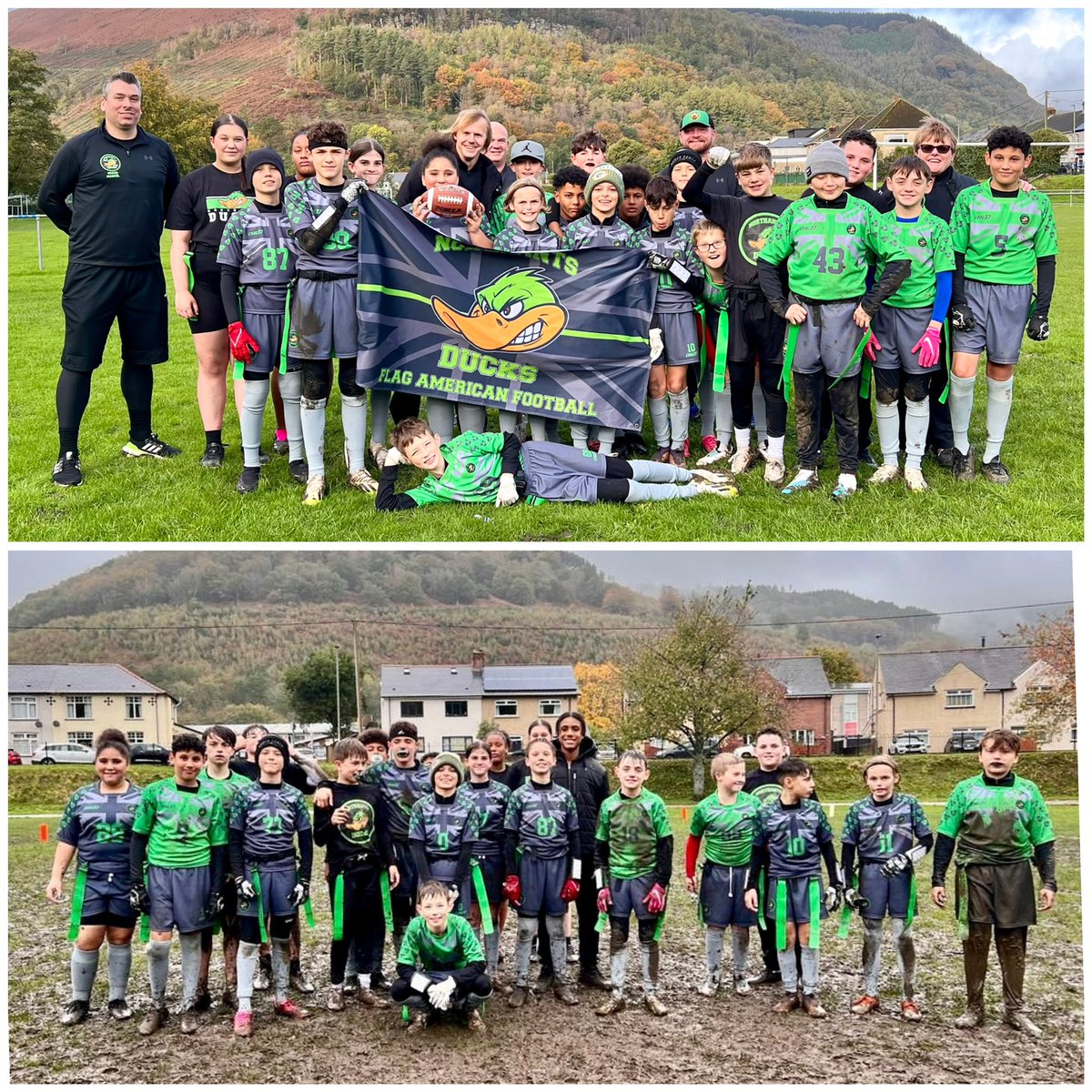 From the first snap to the final whistle, it was a journey of pure gridiron glory. 😄🏈

🌧️ Drenched in rain and caked in mud, we had an absolute blast with our pals from the Welsh Wildcats 🏴󠁧󠁢󠁷󠁬󠁳󠁿 and fellow warriors in the stunning backdrop of the Dragon's Den! 🐉 

#nfluk