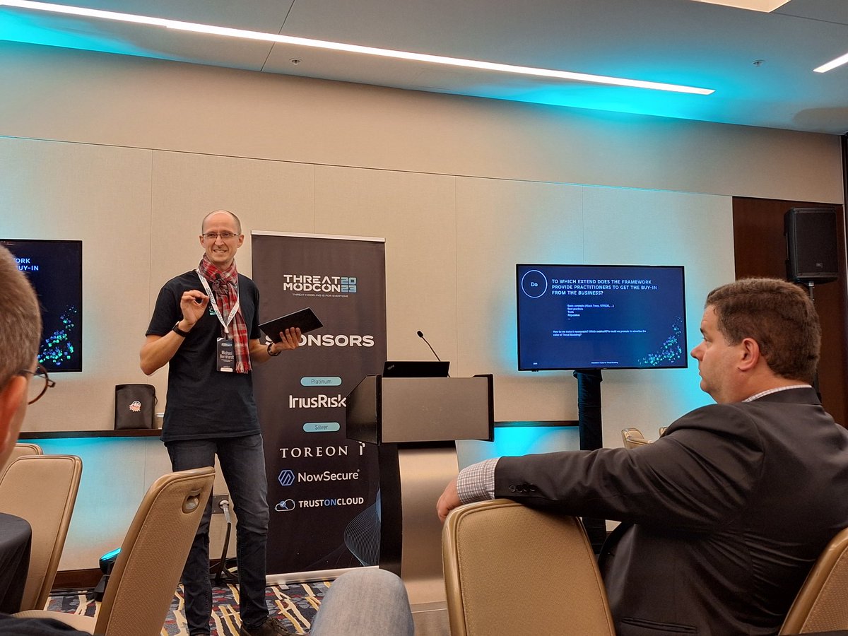 Kim Wuyts (@wuytski) on Twitter photo Hitchhiker's guide for failing threat modeling by Michael Bernhardt #threatModCon <a href="/TMConnectHQ/">Threat Modeling Connect</a> Hitchhiker's guide for failing threat modeling by Michael Bernhardt #threatModCon <a href="/TMConnectHQ/">Threat Modeling Connect</a>
