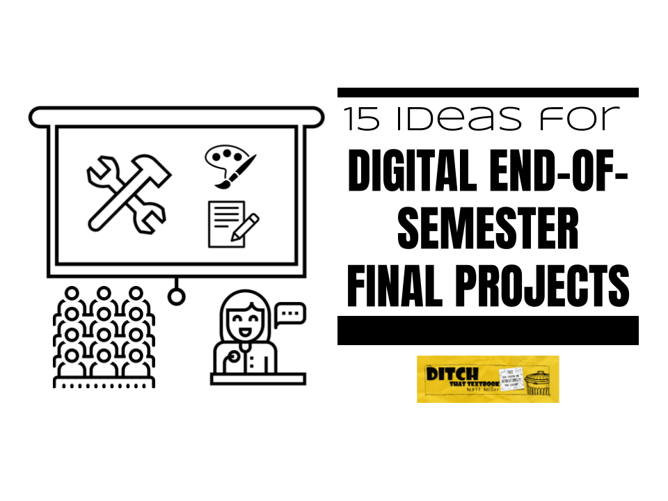 Looking for some creative digital projects for the end of the semester? Check out some of these ideas: 💡Annotated Wakelet collection 💡Digital storytelling 💡A podcast series 💡... and more! ditchthattextbook.com/10-ideas-for-d… #DitchBook