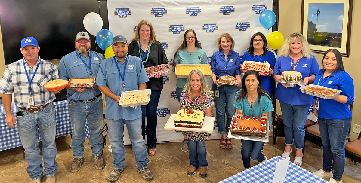 PedernalesCoop's tweet photo. #ICYMI: One of the ways we're celebrating #PEC's 85th Anniversary is with an employee bake-off. It's a win-win as the proceeds go to PEC's Power of Change Program and local #nonprofits! Read more: https://t.co/dzCtaKwZxS 🍰 #BakingForACause https://t.co/CpvzM3mZiO