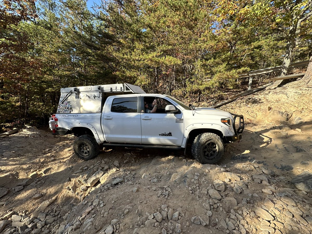 ryanb29073's tweet photo. Another weekend at #UwharrieNationalForest with #ProjectOverland and #VentureUnknown. A few battle scars on #Thunder and the Africa Twin. Lesson learned: Thunder is a better rock climber than the Twin. https://t.co/0qvaroDKrj