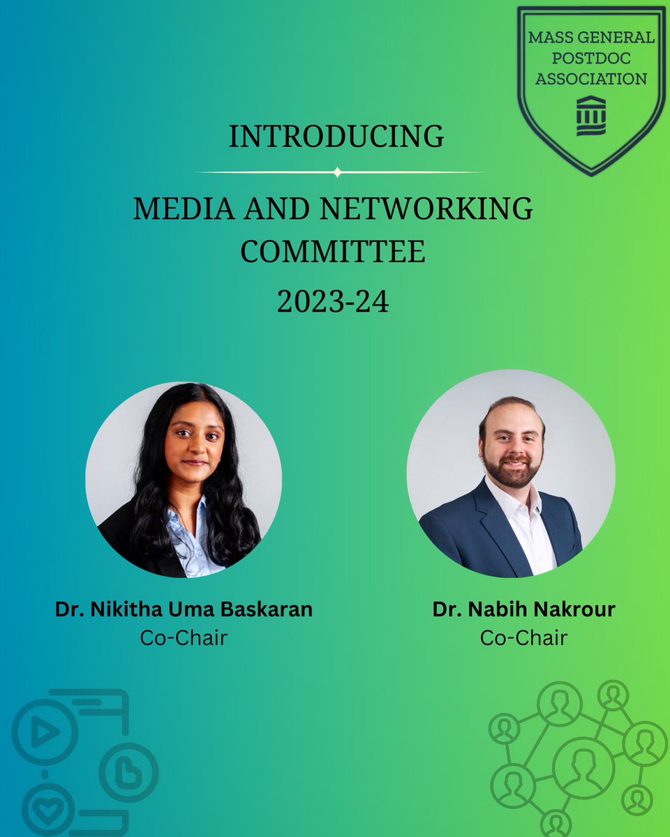 MassGPA's tweet photo. Introducing the new Co-chairs of Media and Networking Committee of the Massachusetts General Postdoc Association for 2023-24.

We are dedicated to showcase Postdoc achievements, foster networking, and amplify the work of the various committees of the MGPA.

#research #postdoc https://t.co/RaIs9Ptm17