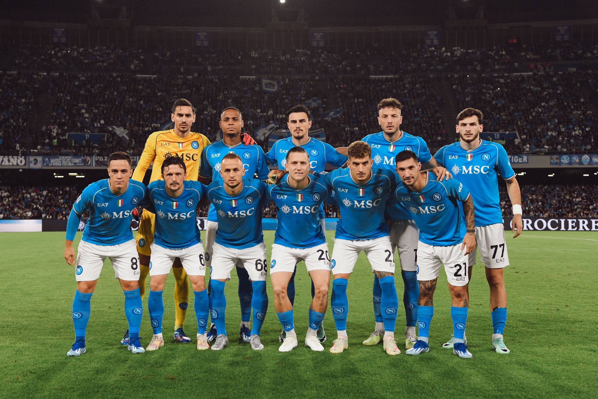 El once del Nápoles en el duelo ante el Milan (Foto: SSN).
