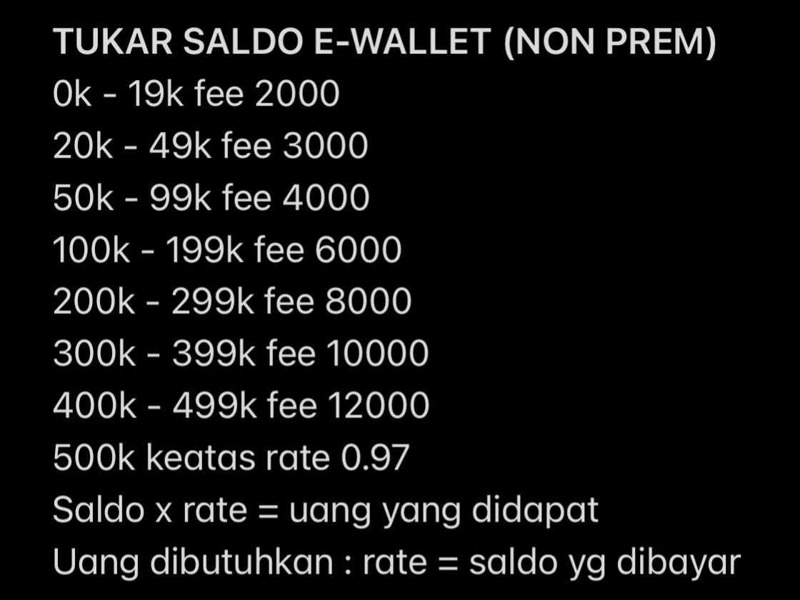 PRICELIST 📋; 
CONVERT ALL E-WALLET &amp; BANK