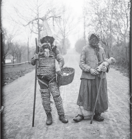 For Halloween - the first illustration from Goodbye, Eastern Europe: two young men dressed in costume for Śmigus-dyngus, or Dyngus Day, a celebration traditionally held on Easter Monday. Dobra, Poland, 1916. Photo by Leopold Węgrzynowicz.