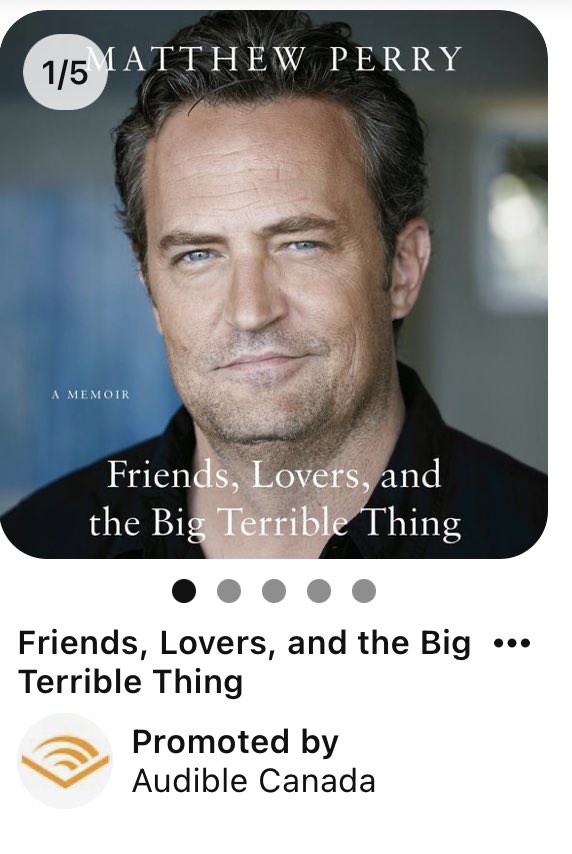 Wow <a href="/audible_com/">Audible</a> really wasted no time trying to make money off of Matthew Perry. This is just sad. 

Served this ad on <a href="/Pinterest/">Pinterest</a>