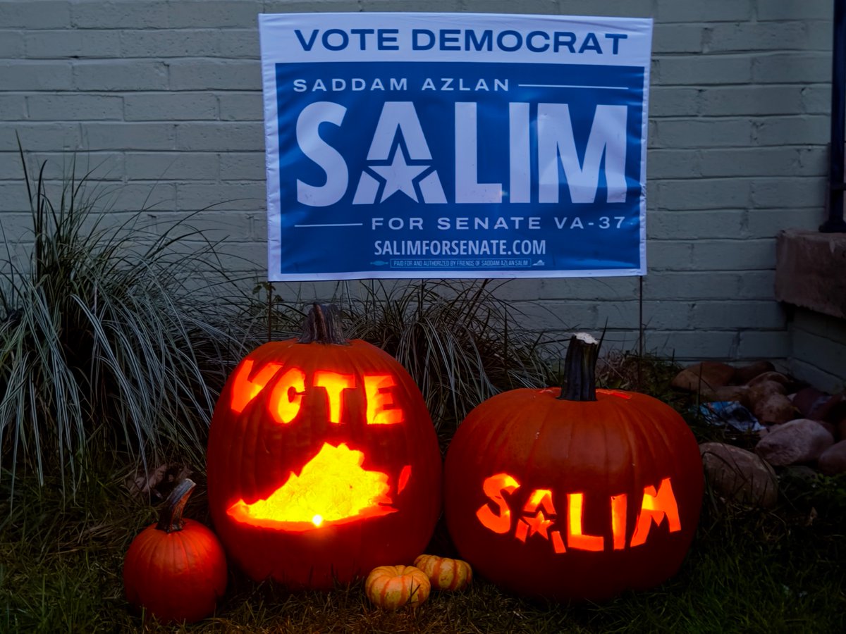 SalimForVA's tweet photo. Happy Halloween! 

👻 There is nothing spookier than the thought of a MAGA Republican Trifecta in Richmond next year 🎃

Make your plan to vote today! https://t.co/AvfQvjPdy8 https://t.co/74J18N66UN