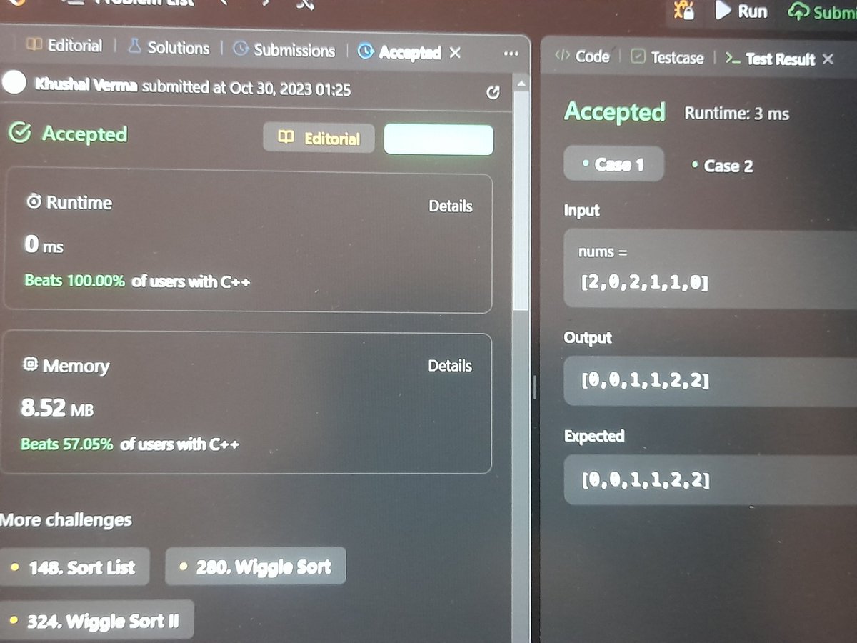 Khushal12730049's tweet image. Day7-
Ahh!! Missed yesterday&apos;s question due to my exam that&apos;s why posting this late.
But done  1 question ✅️from striver AtoZ sheet
#60dayOfCode
#dsa