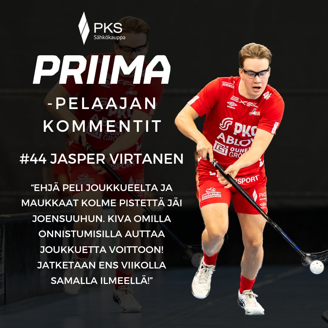 JosbaFloorball's tweet photo. PRIIMA -PELAAJA, #44 JASPER VIRTANEN
Josban yhteistyökumppani Pohjois-Karjalan Sähkö palkitsee kauden jokaisessa ottelussa ottelun sähköisimpänä pelaajana Priima-pelaajan.
https://t.co/3UIVJvZ1nz
📷 Tuomo Kallonen Fotografi
#josba
#salibandy
#inssidivari
#priima https://t.co/1MtMuYwWl1