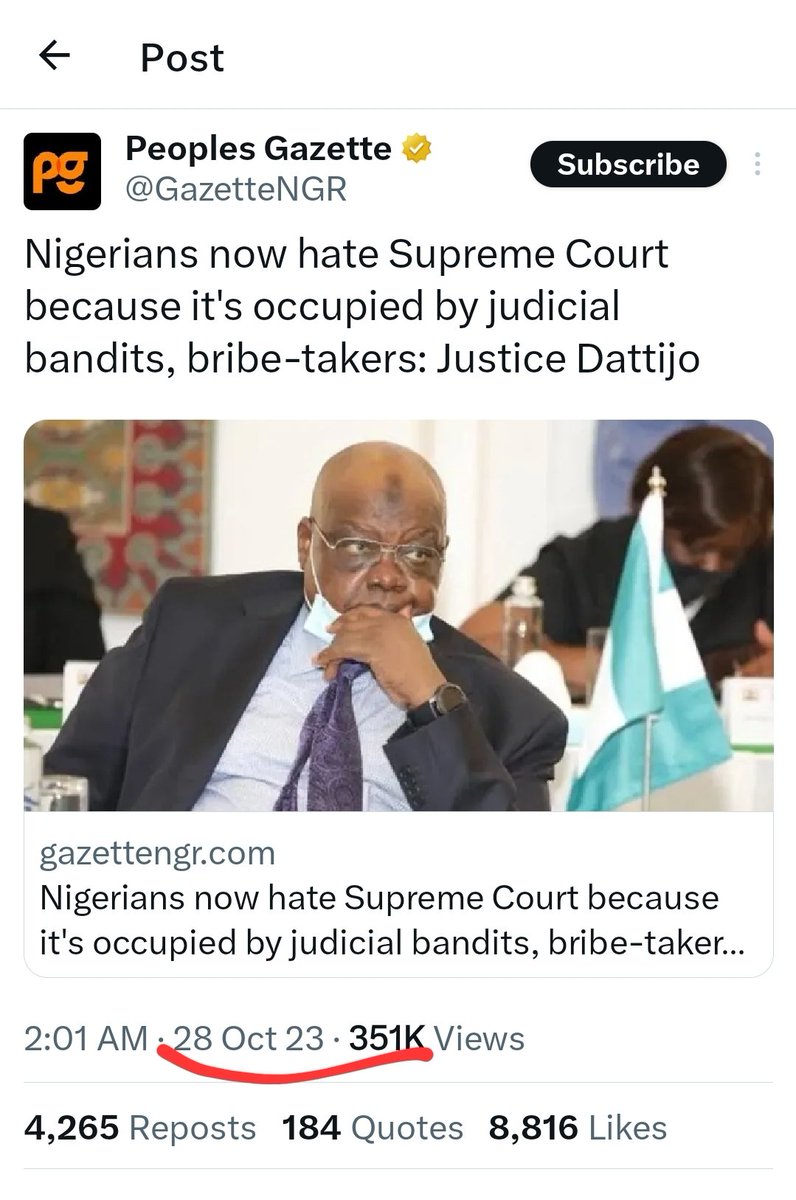 Freedom08321572's tweet photo. @DailyPostNGR Not when BANDITS are in control!!
Justice of the Supreme Court of Nigeria said it!! OBIDIENTS did not say so!! https://t.co/tFPV8G0q62