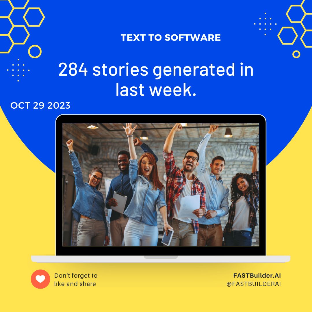 FastBuilderAI's tweet photo. 284 stories generated in the last week of launch.
It is great to see product managers leveraging the platform to build flawless experience for development teams and ultimately to their customers. @FASTBuilderAI
#texttosoftware #softwaredevelopment #productmanagement https://t.co/Nnq8ZZq3Iy