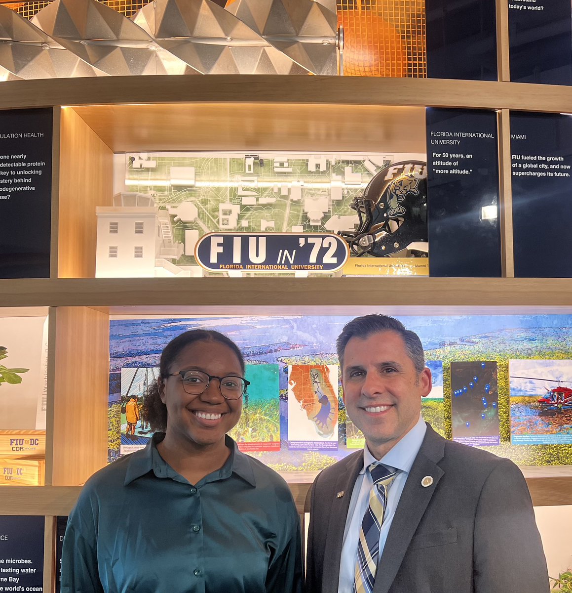 #NWCNHS Student Spotlight: Check out Dean Valdes and Rhobie Toussaint, Undergraduate Health Services speaking with representatives on behalf of FIU. #FIUDC #FIU #FIUHealth