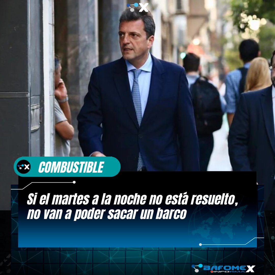 Bafomexinforma's tweet photo. 🔷"Si el martes a las 12 de la noche no está resultó el abastecimiento de combustibles, desde el miércoles no van a poder sacar un barco de exportación por qué primero el petróleo de los argentinos es de los argentinos". https://t.co/C9z3FSmnmZ