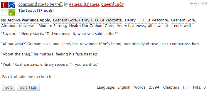 Here's a bonus chapter to our they/she James universe, finally giving Henry the ending he deserves! (<a href="/transJFJ/">transjfj.bsky.social !</a>)
archiveofourown.org/works/51206509