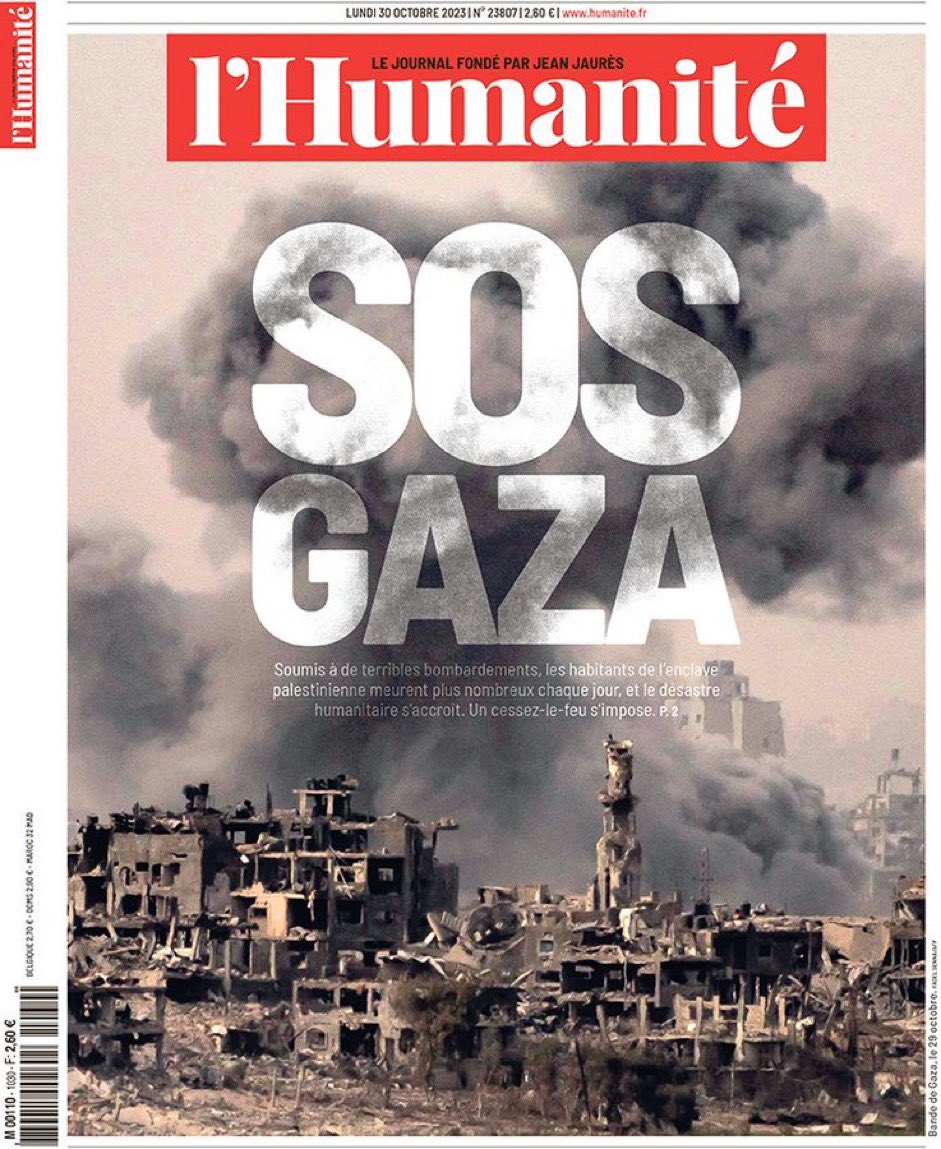 Mediavenir's tweet photo. 🗞️🇵🇸 Les Unes de lundi de Libération et l’Humanité. #Gaza https://t.co/oHGhRJhdZA