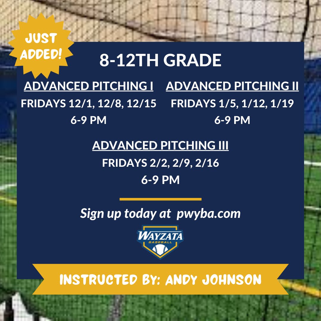 PWYBA's tweet image. Registration for Advanced Pitching is now open! Visit pwyba.com to register today.