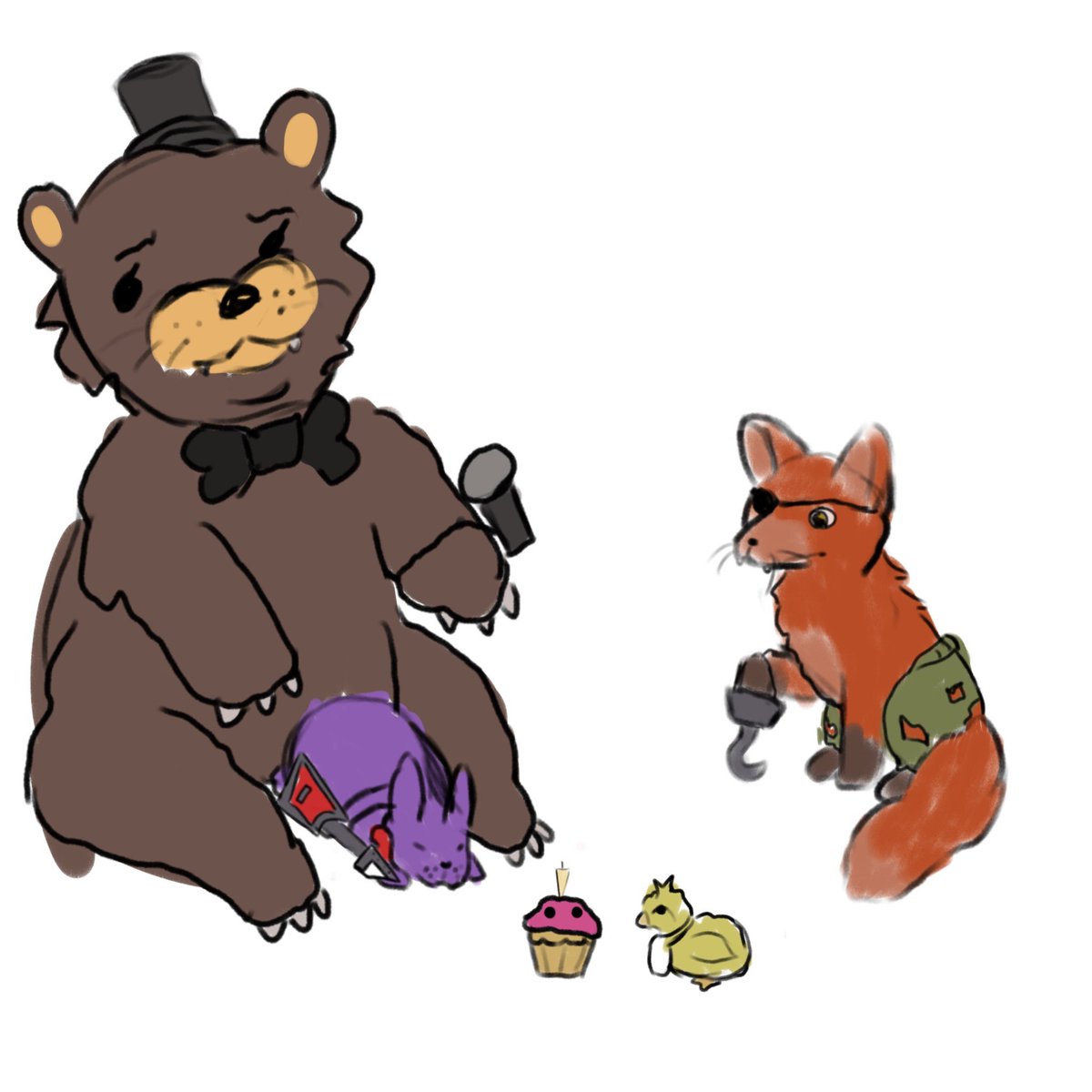 CaskitK's tweet photo. HIHI in honor of the famous fnaf movie coming out I drew the sillies here #FNAFMovie #fnaffanart #fnaf #art #digitalartist https://t.co/H53qVYdWxG