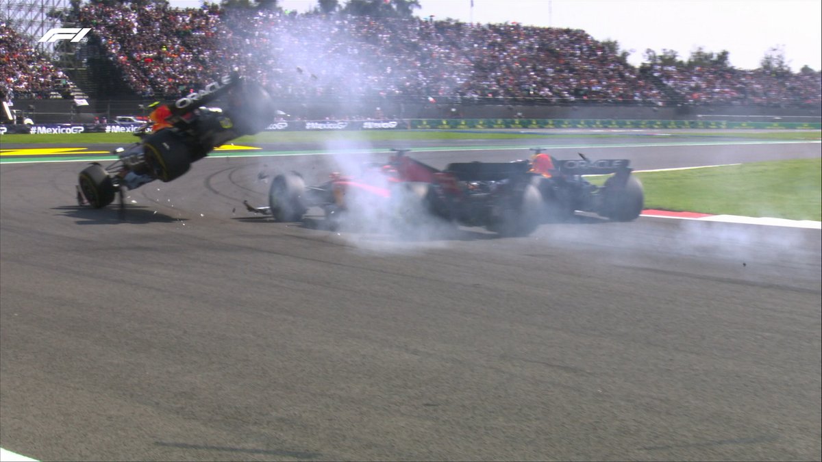 F1's tweet photo. More angles on that contact between Perez and Leclerc 😮

#F1 #MexicoGP https://t.co/RFjDECfNco