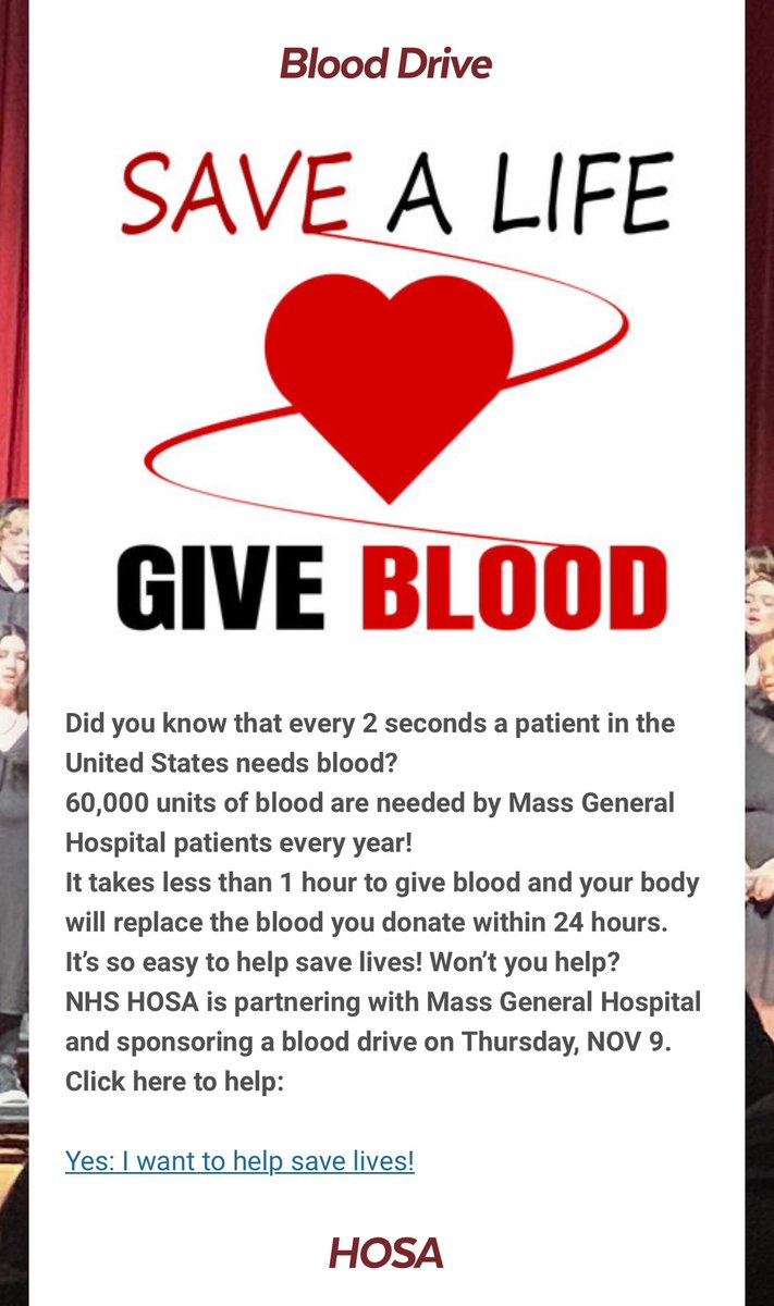 NHS Blood Drive: register now!
<a href="/NorthbridgePS/">NorthbridgePS</a> <a href="/NHSBioTeach/">Northbridge Biology</a> 
blooddonor.massgeneral.org/donor/schedule…
