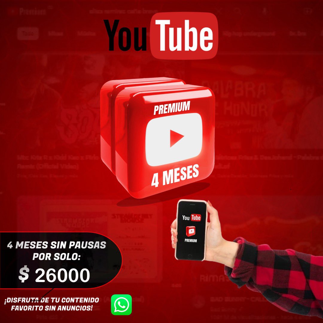 willpermg's tweet image. YouTube sin anuncios, cuentas garantizadas