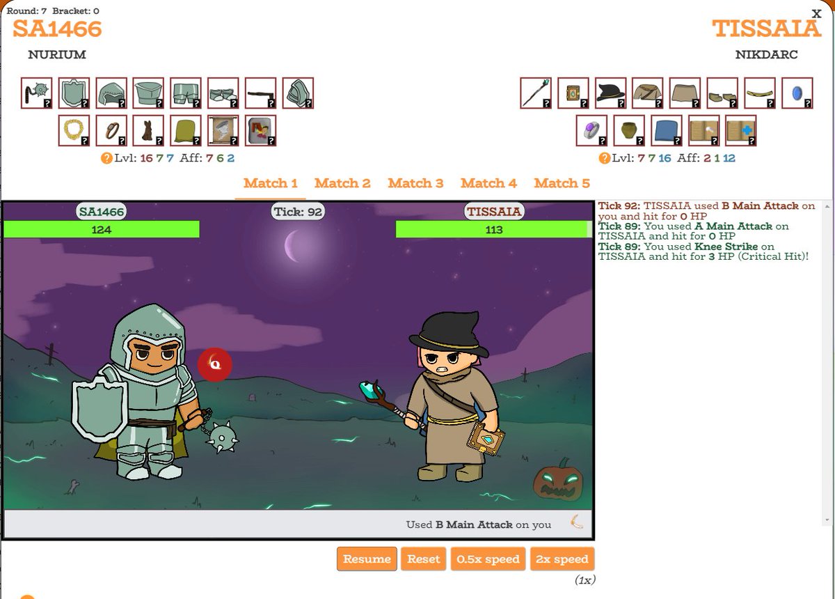 IotaHeroes's tweet photo. What a final in the IOTA Heroes Halloween PvP Tournament! 🎃

A strong warrior versus a powerful mage, a nailbiter! 

You can find out who won and watch all the matches directly on the game website!🏆

Posting a recap tomorrow about the tourney ✨

#Shimmer #IOTA @shimmernet https://t.co/LgTw0fsYZg