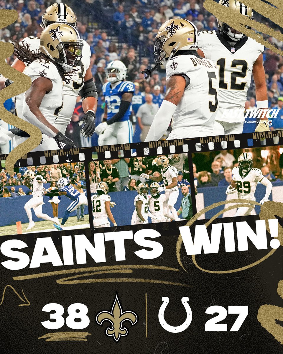 Saints's tweet image. Got the W in Indy!

#Saints | @FastTwitchDrink