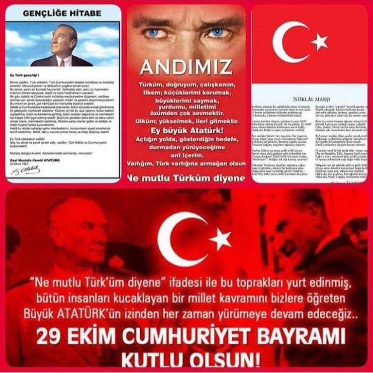 ilknurvrl's tweet photo. #29ekim #29ekimcumhuriyetbayramı #29ekim1923 #100yıl #bayram #MUSTAFAKEMALATATÜRK ve #silaharkadaşlarına #saygı #minnetle 
Bayram tadında nesilden nesile aktaracağımız güzel aydınlık günlere #cumhuriyetbayrami #bayramımızkutluolsun #iyibayramlar 🇹🇷🙏🏻♥️🇹🇷🙏🏻♥️🇹🇷♥️🙏🏻 https://t.co/ej2AzTRgkA