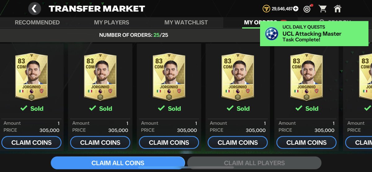 Sales from the latest Investments. Bought about 300 cards and made roughly 70k profit per card 💸 @newcomerFM @TASGAMING04 @djmixfoo @JoelChronicles @MannFifaM #FCMobile #EAFC24 #Market