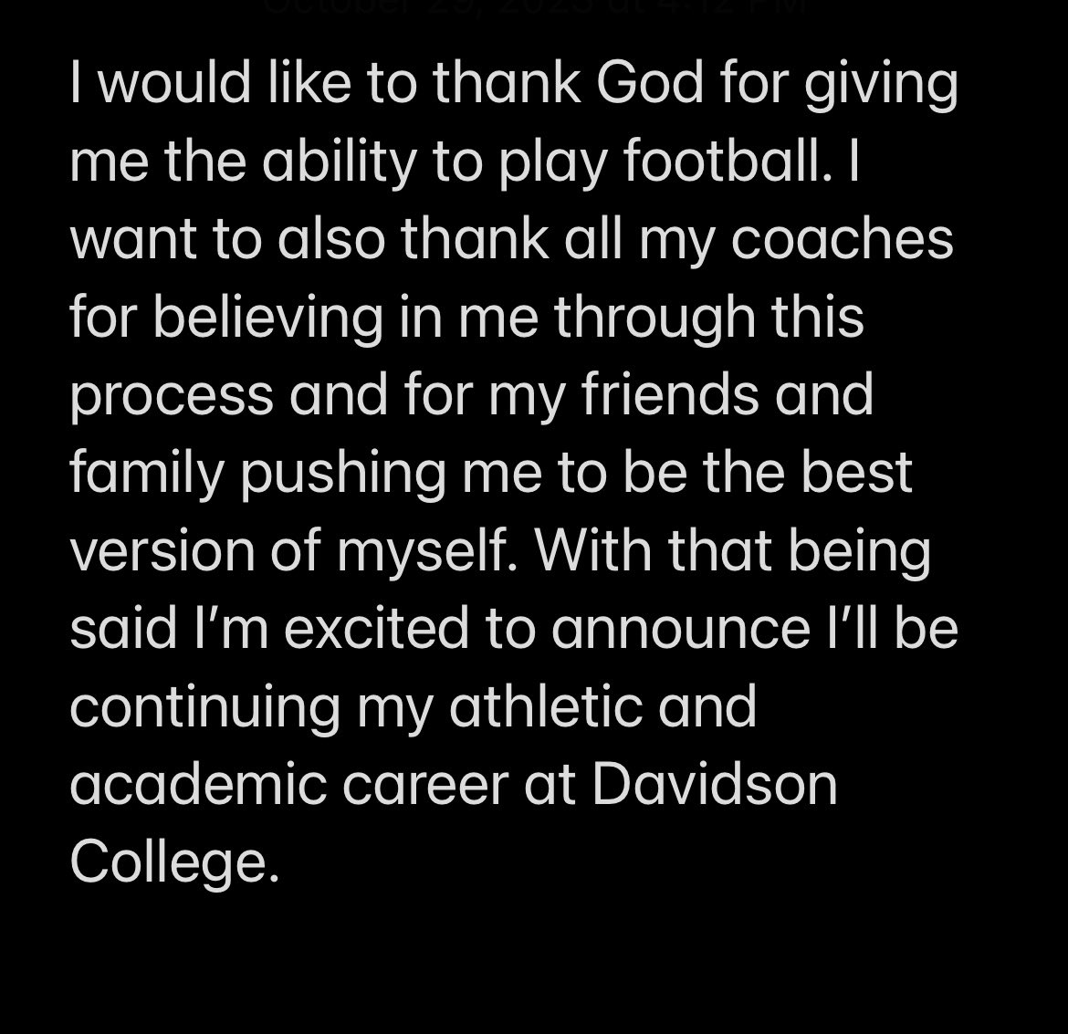 COMMITTED!! 🔴⚫️

<a href="/coachwatts24/">Chris Watts</a> <a href="/Scott_AbellFB/">Scott Abell</a> <a href="/porter_abell8/">Porter Abell</a> <a href="/OHillsFootball/">Ottawa Hills Football</a> <a href="/beecee419/">Coach Brandon Carter</a> <a href="/djonestraining/">EAO Sports</a> <a href="/DavidsonFB/">Davidson Football</a>