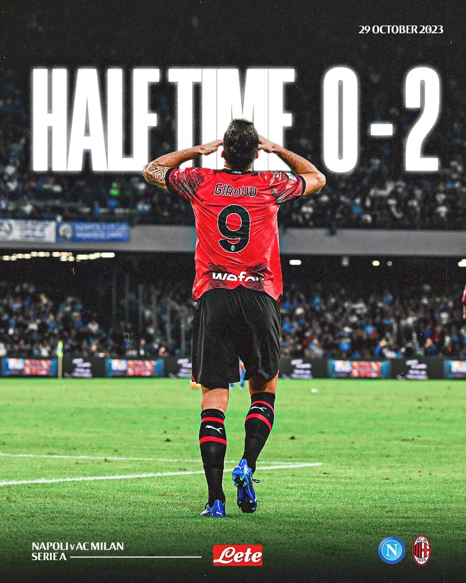 Two up after the first 45 👌

#NapoliMilan #SempreMilan 
Brought to you by <a href="/Acqua_Lete/">Acqua Lete</a>