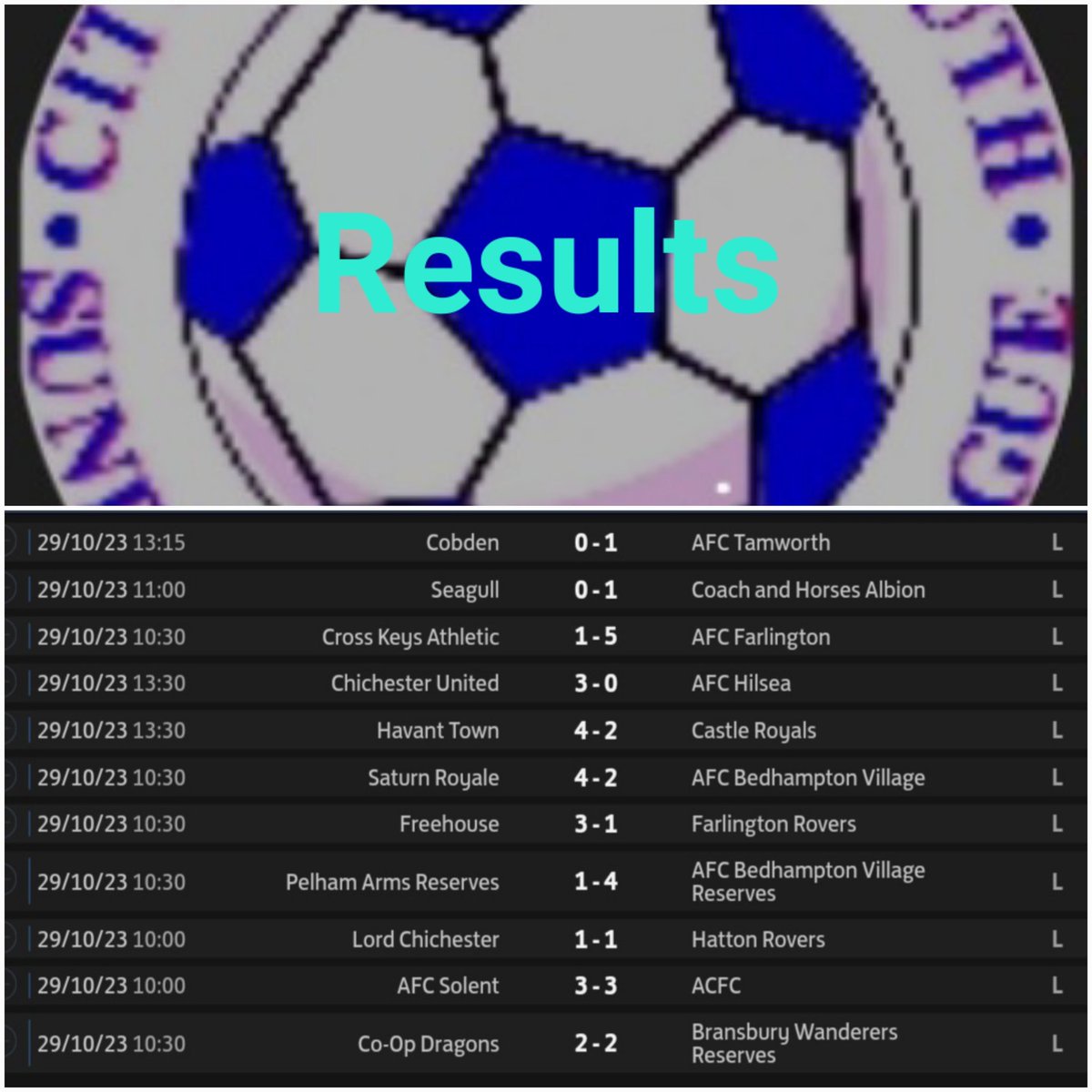 ⚽️ Sunday Results ⚽️
   @the_portsmouth 

It rained ⛈️ .. they played .. and were winners today 👏

@AFCTamworth_ 
@HorsesAlbion
@AFCFarlington
#ChichesterUtd
#HavantTown
@saturnroyalefc
@FreehouseFC
@AfcBedhampton #Res

.. whilst #3games were drawn.

#allthebest 👍