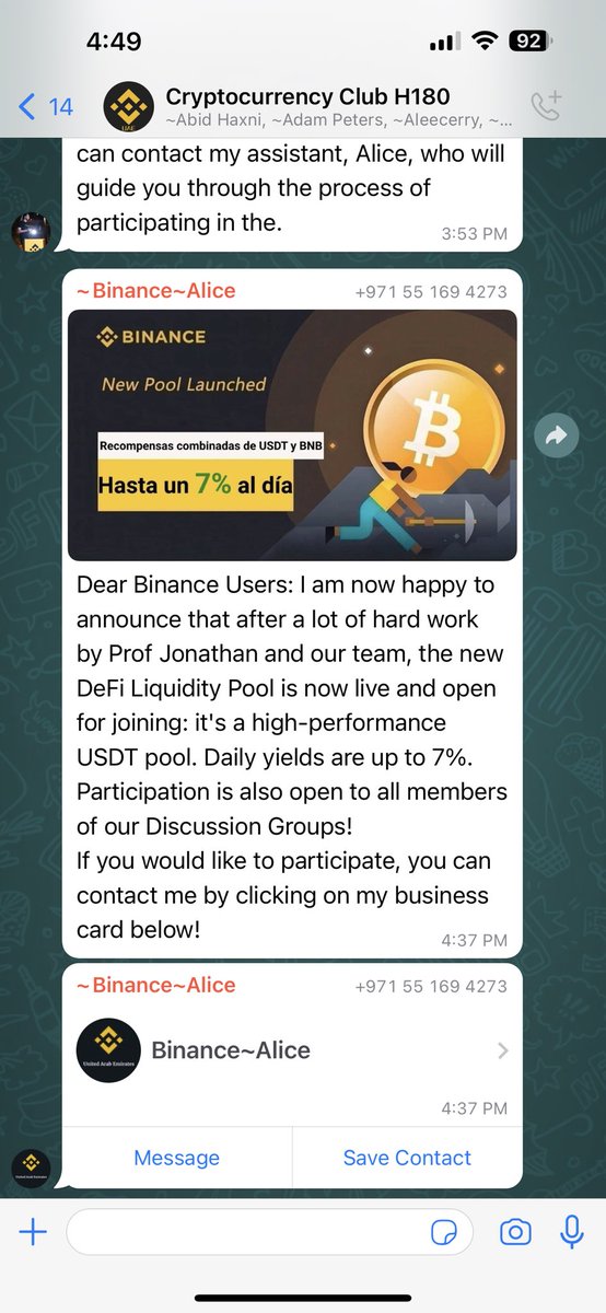 random9899's tweet photo. @cz_binance @BinanceHelpDesk 
@binance 

Is this legit? The whole team in the group claims to be from Binance. https://t.co/IQ8n4bpsxI