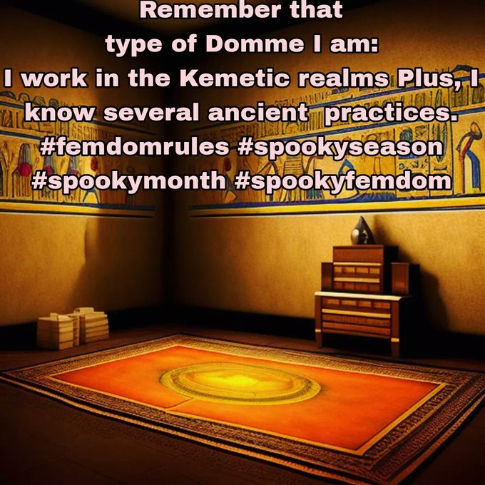 Remember that  type of Domme I am:  &nbsp;I work in the Kemetic realms Plus, I know several ancient  practices<a href="/tag/kemetic"class="tags"><span>#kemetic</span></a><a href="/tag/ebonyfemdom"class="tags"><span>#ebonyfemdom</span></a><a href="/tag/spookyseason"class="tags"><span>#spookyseason</span></a><a href="/tag/afrolatina"class="tags"><span>#afrolatina</span></a>
